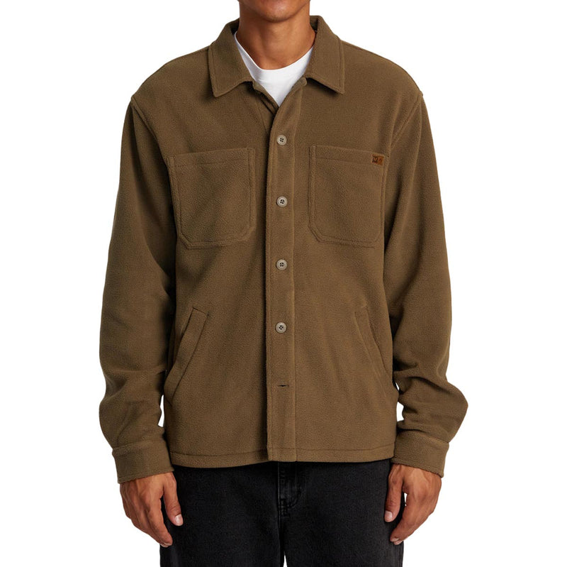 RVCA Yukon Hi Pile Fleece Long Sleeve Jacket - Mushroom