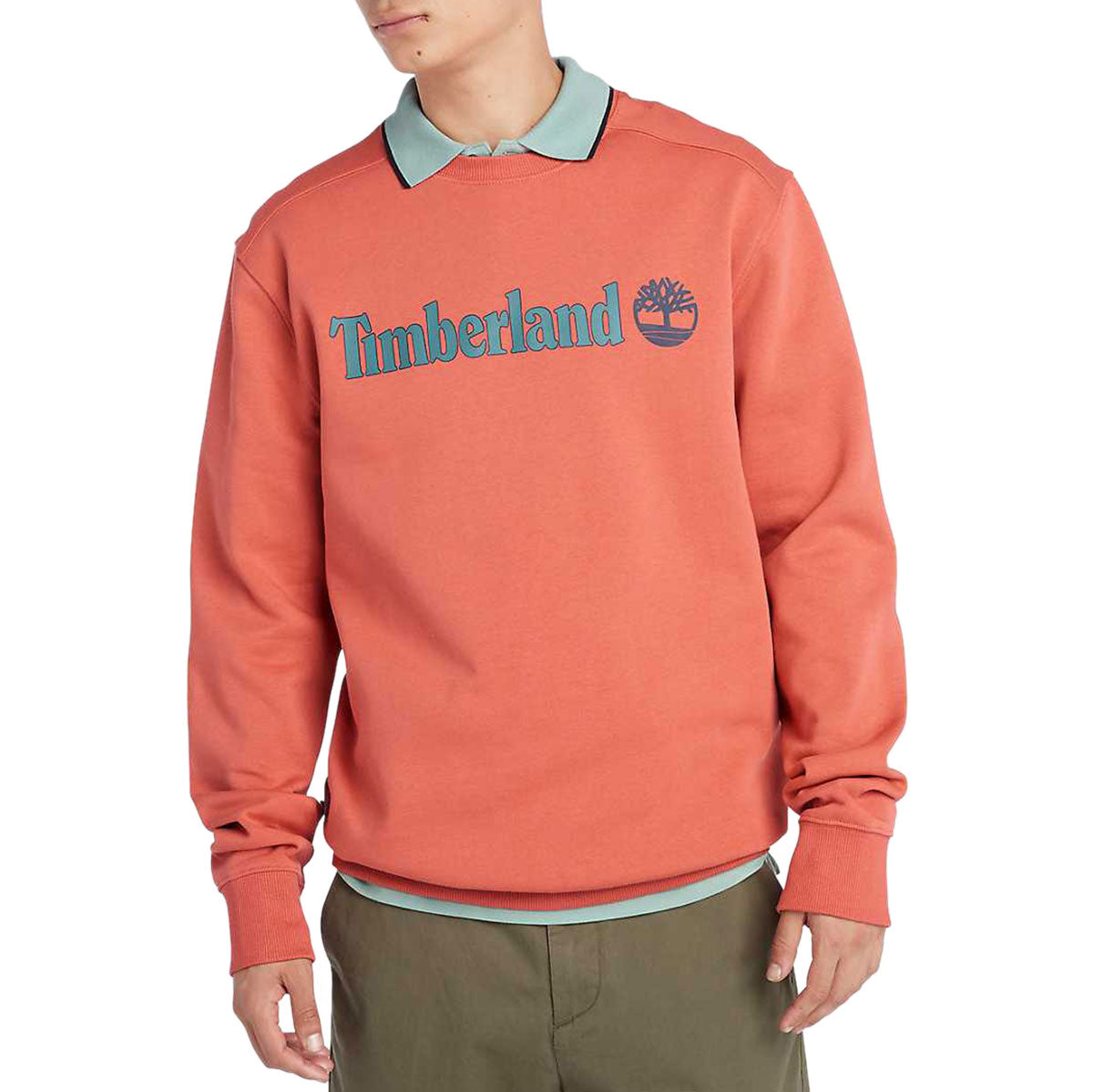 Timberland Linear Logo Crew Neck Sweatshirt - Burnt Sienna image 1