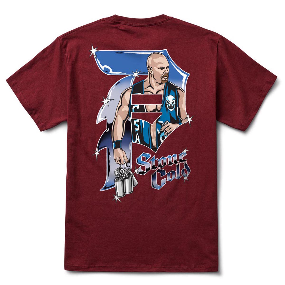 Primitive x WWE Cold One T-Shirt - Burgundy image 1