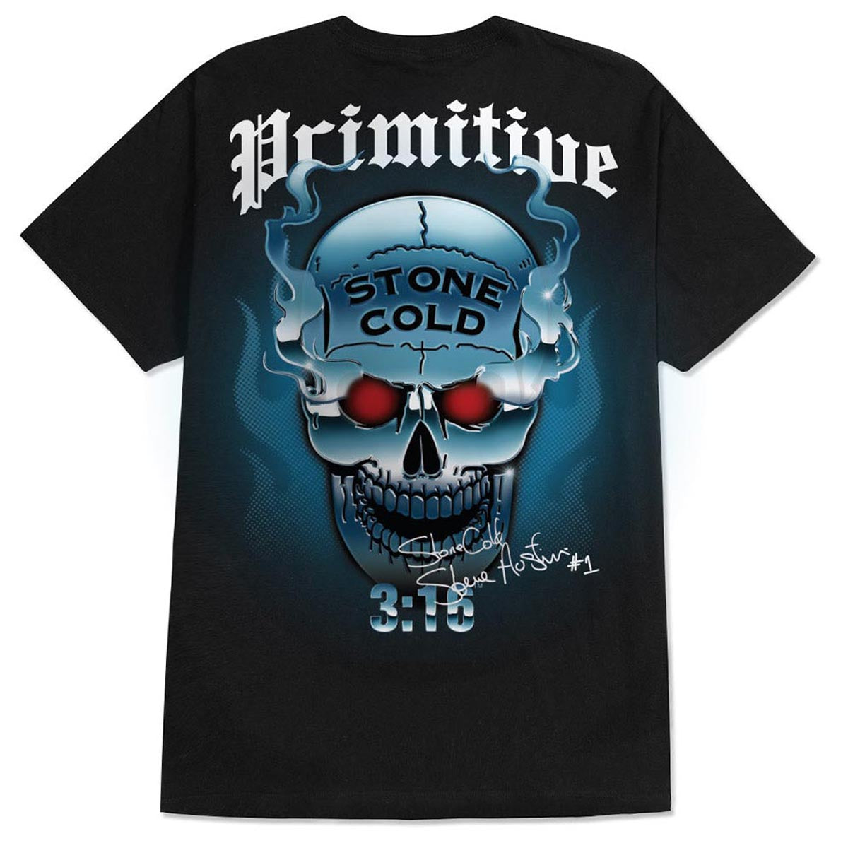 Primitive x WWE Austin Chrome T-Shirt - Black image 1