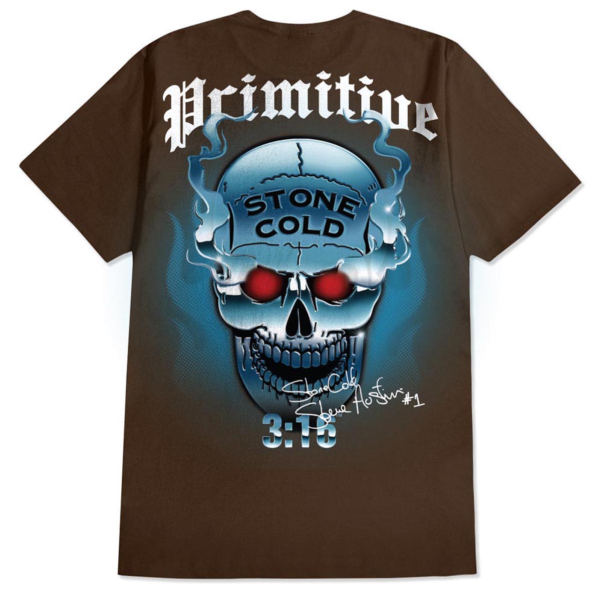 Primitive x WWE Austin Chrome T-Shirt - Brown image 1