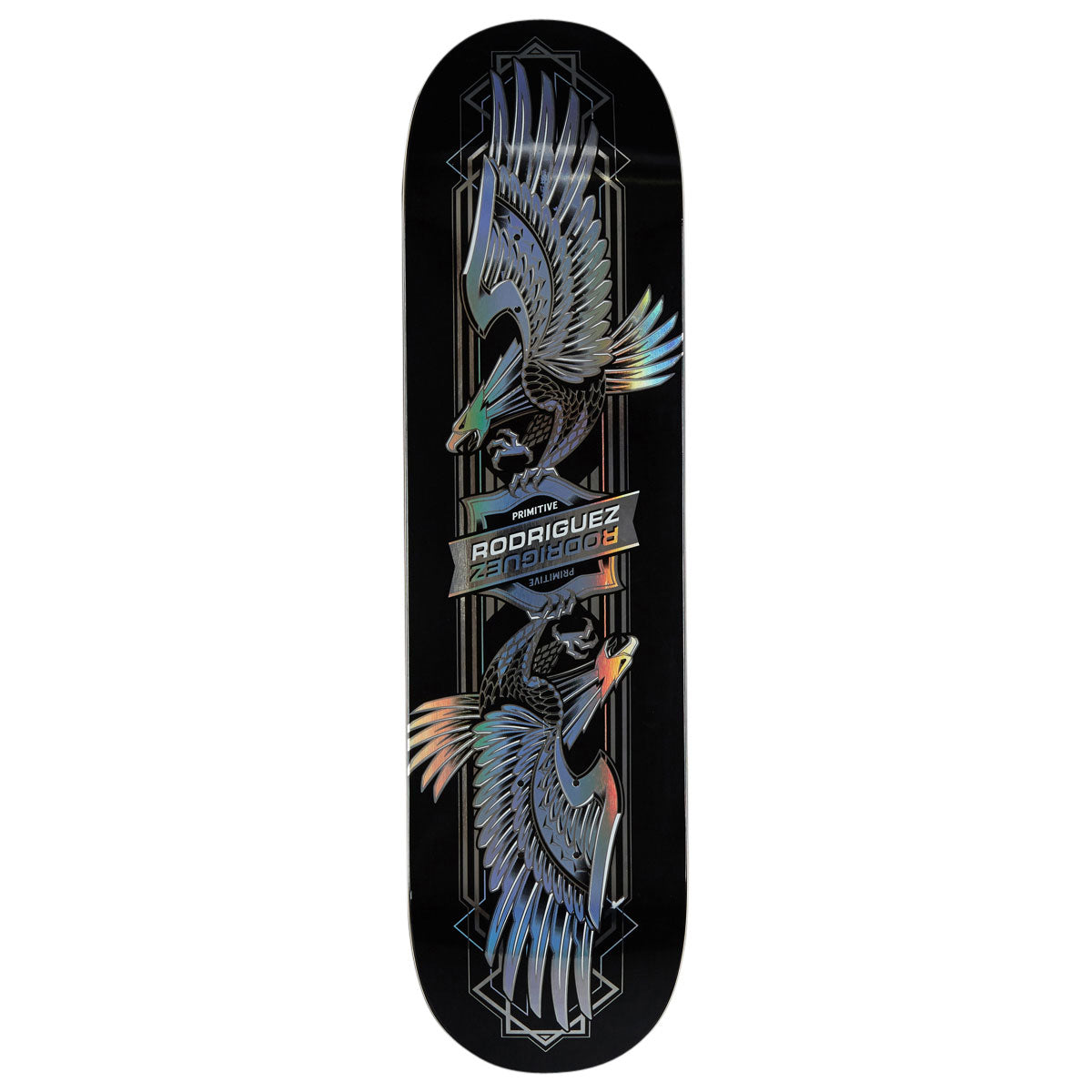 Primitive Rodriguez Eagle Twin Nose Skateboard Deck - Holo Black - 8.25