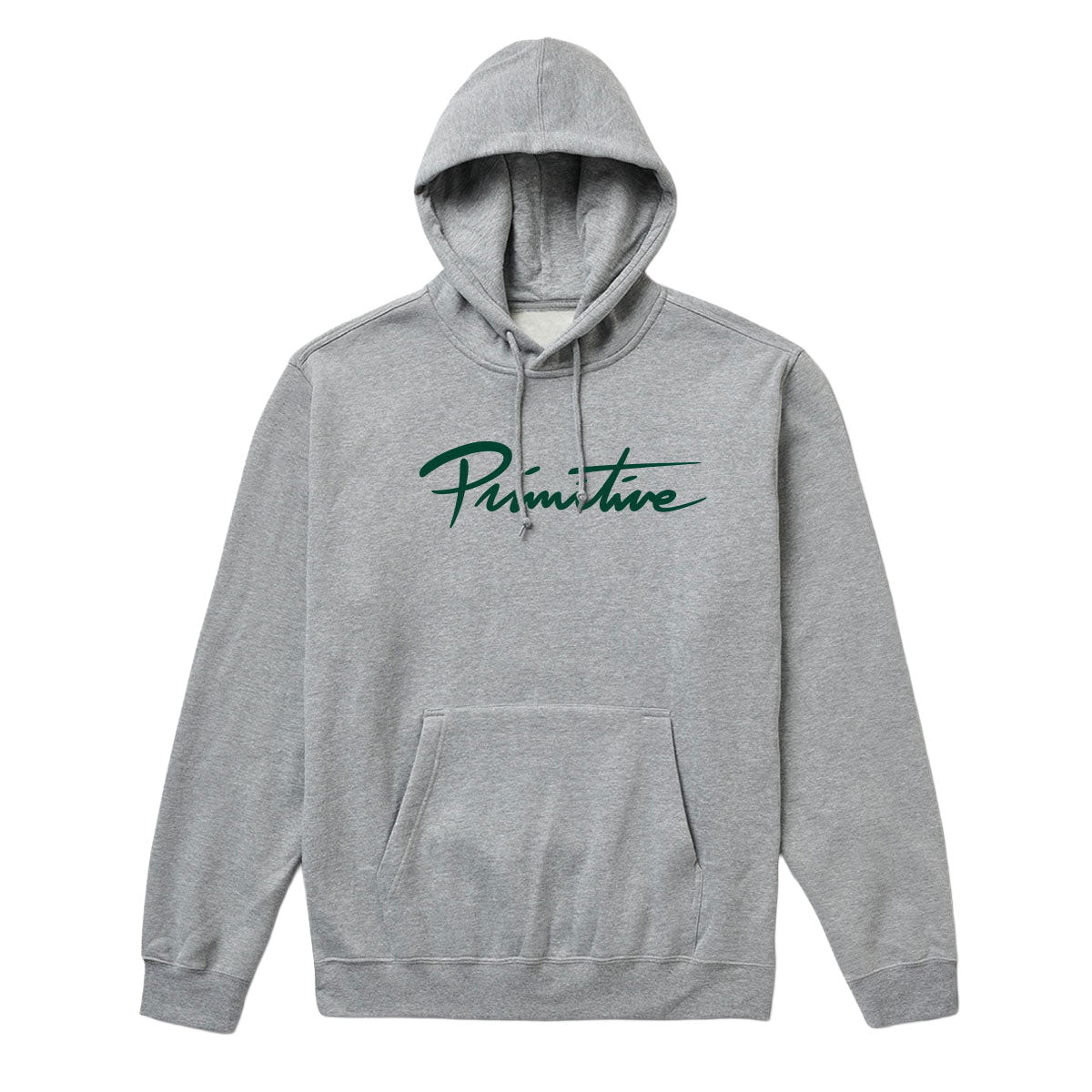 Primitive Nuevo Script Hoodie - Heather Grey/Green image 1