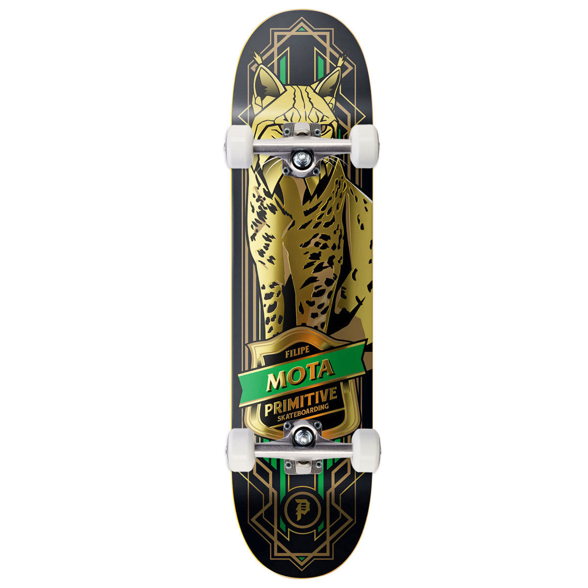 Primitive Mota Lynx Skateboard Complete - Gold Foil/Metallic Ink - 8.25
