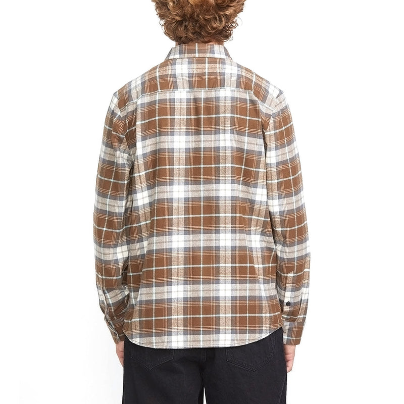 Volcom Caden Plaid Long Sleeve Shirt - Dark Earth