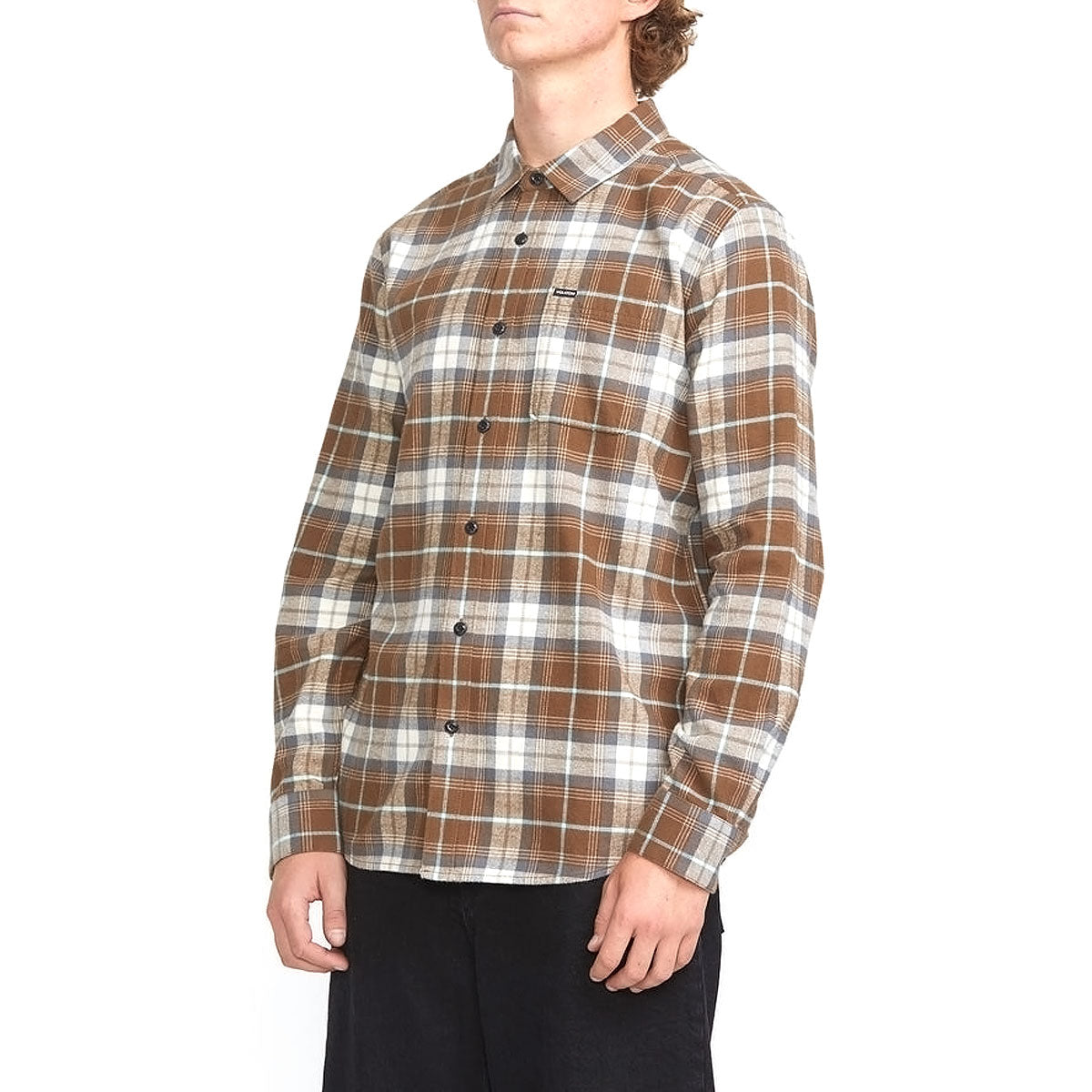 Volcom Caden Plaid Long Sleeve Shirt - Dark Earth – Daddies Board Shop