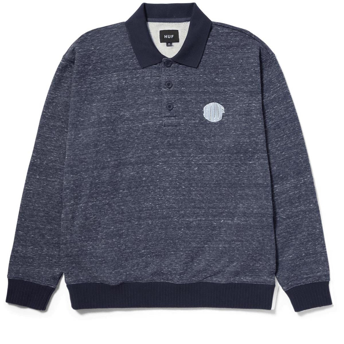 HUF Winston Polo Fleece Sweatshirt - Navy image 2