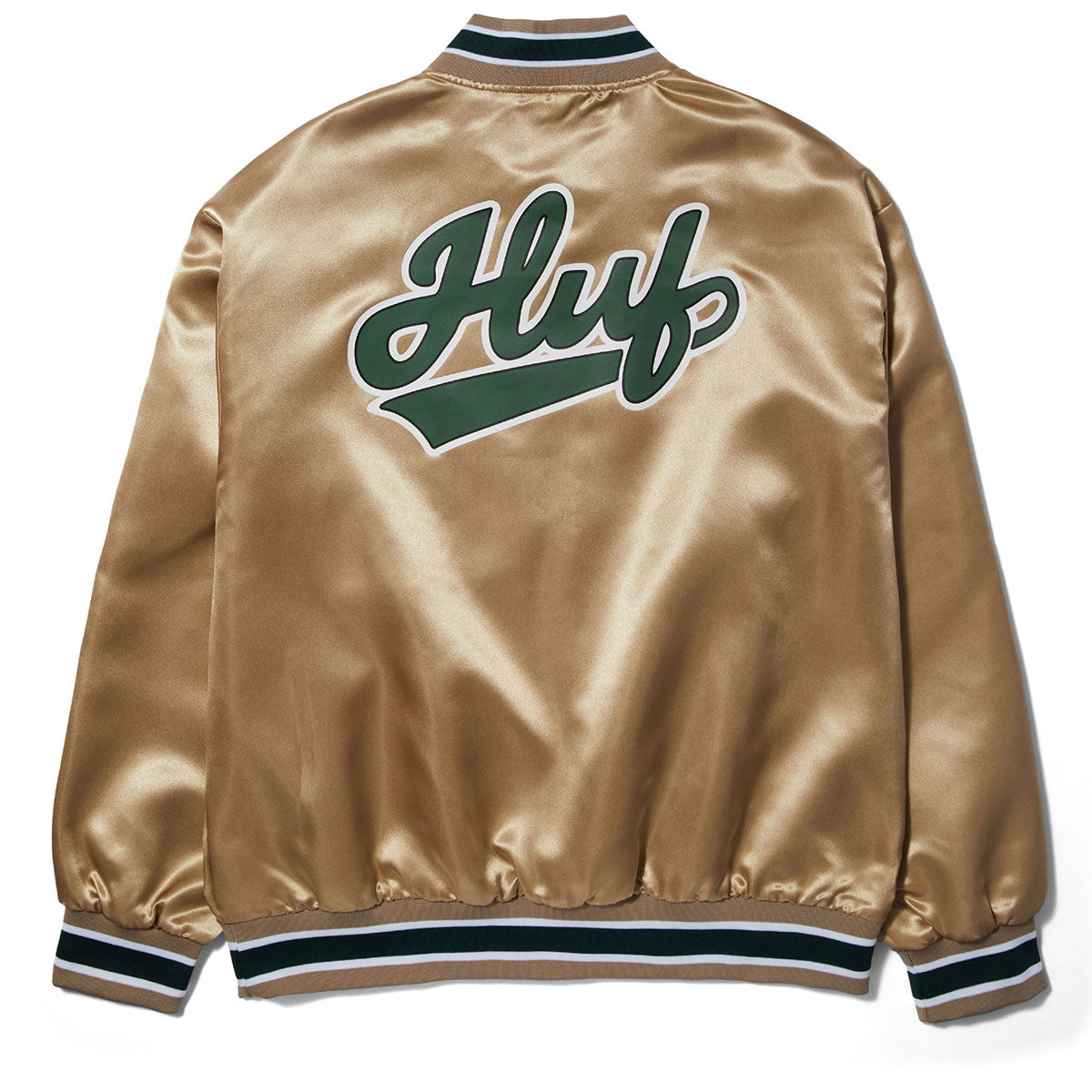HUF Pop Fly Satin Baseball Jacket - Tan image 2