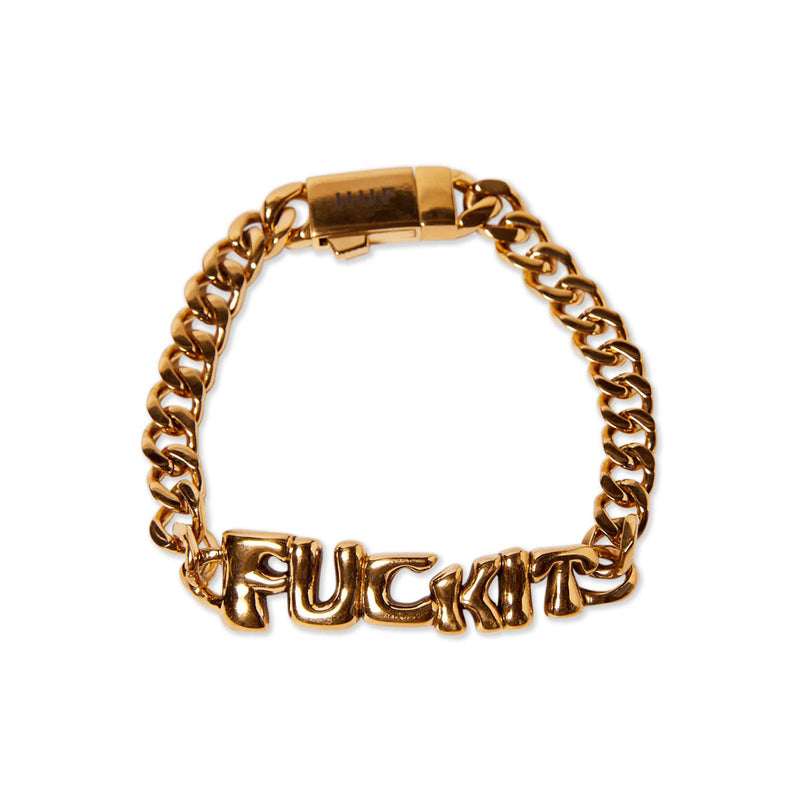 HUF Fuck It Warped Id Bracelet Accessories - Gold