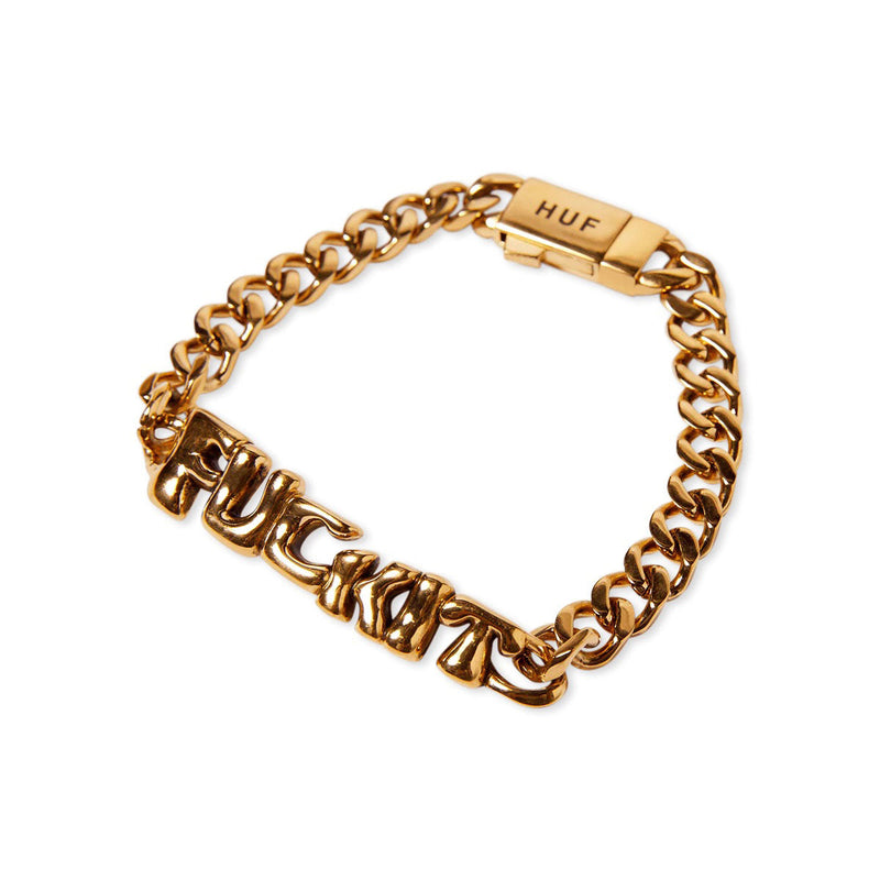HUF Fuck It Warped Id Bracelet Accessories - Gold