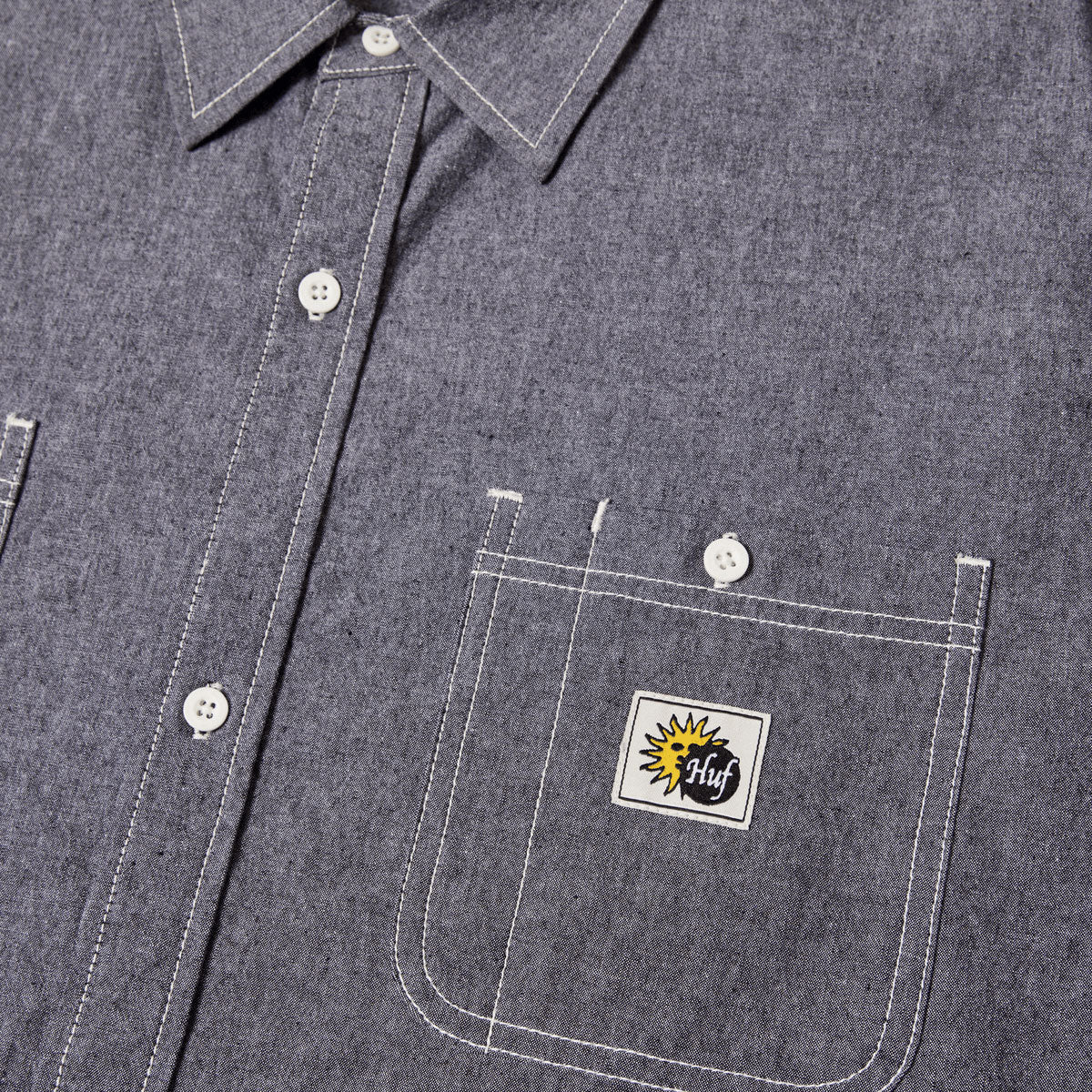HUF Total Eclipse Chambray Long Sleeve Shirt - Black – Daddies Board Shop