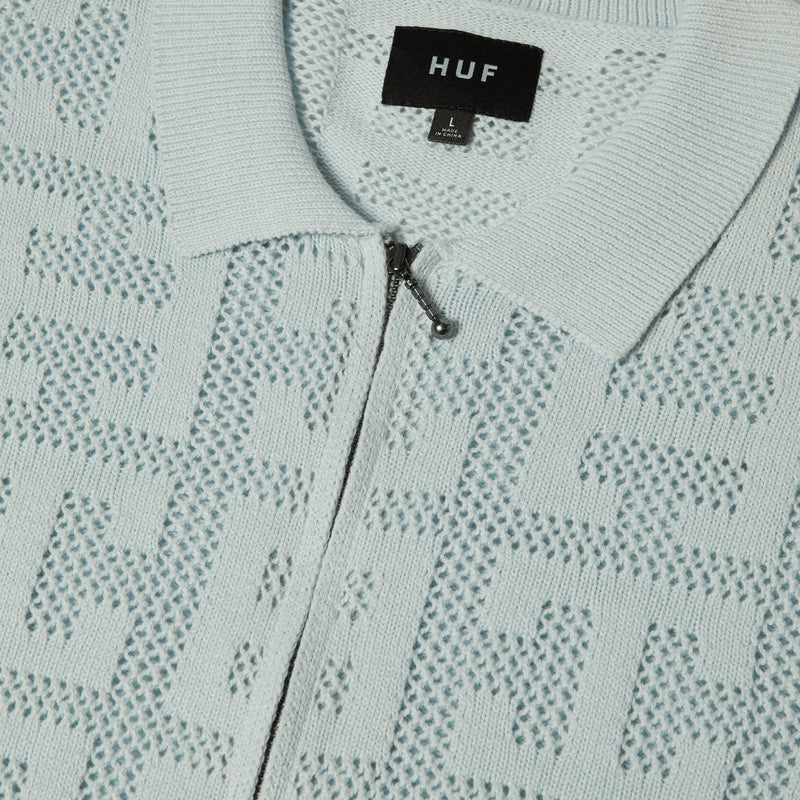 HUF Monogram Jacquard Zip Sweater - Sky