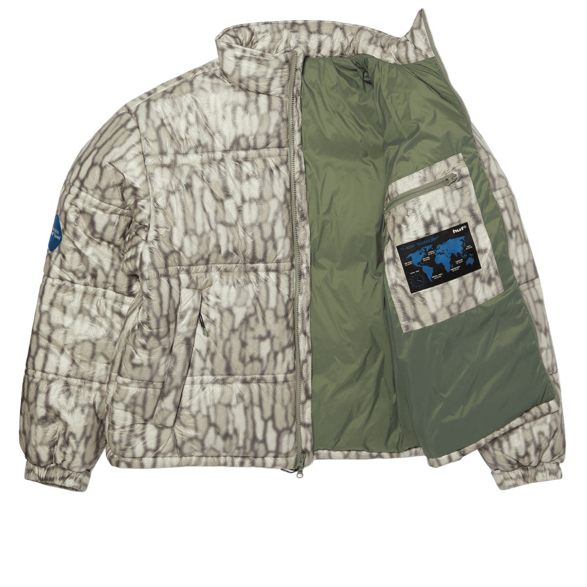 HUF 89 Warped Camo Tyvek Puffer Jacket - Muted Camo image 2