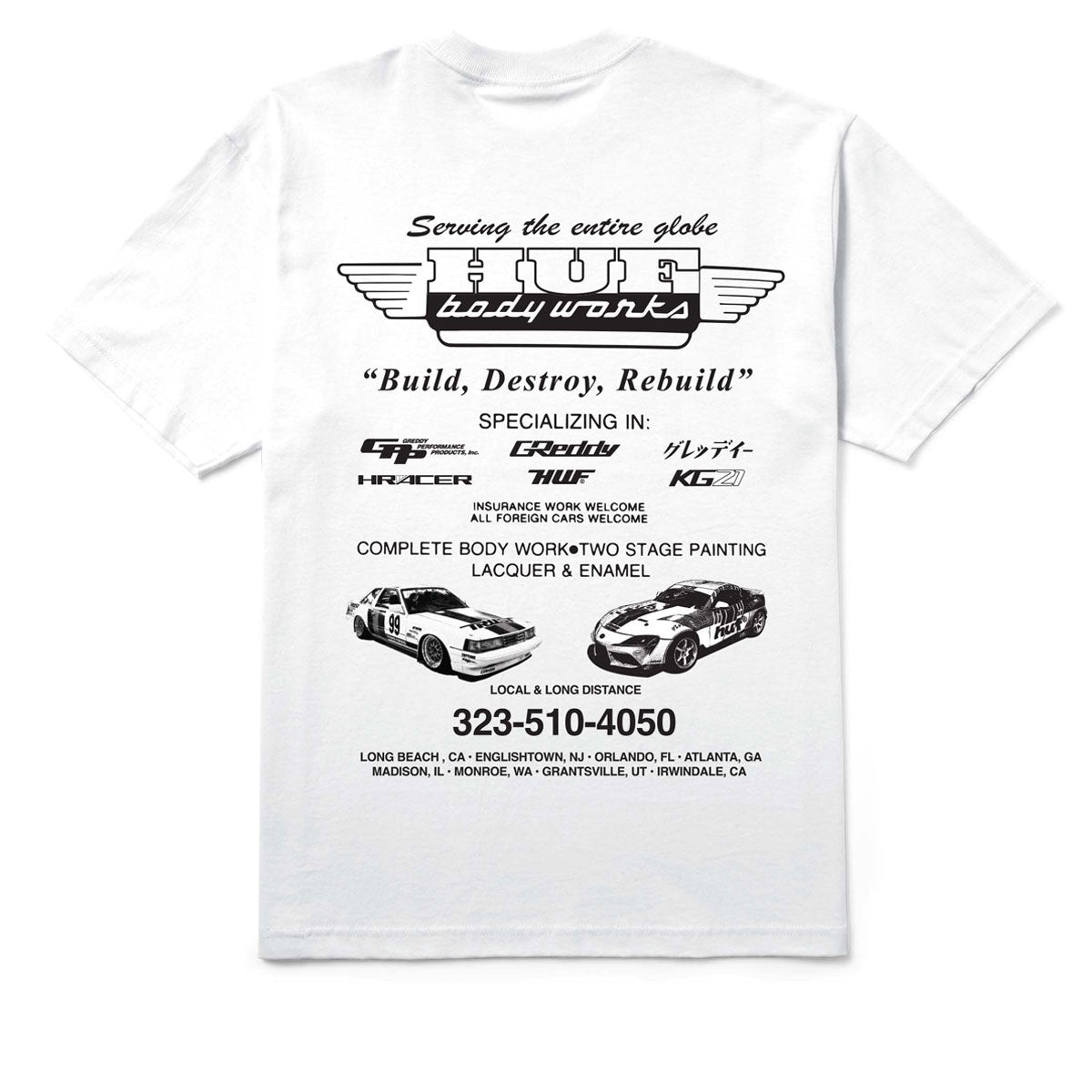 HUF x GReddy Body Works T-Shirt - White image 2