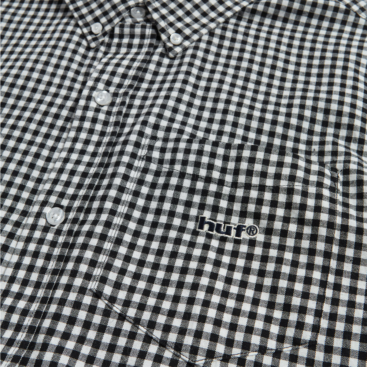 HUF 89 Micro Gingham Oxford Shirt - Black/White image 3