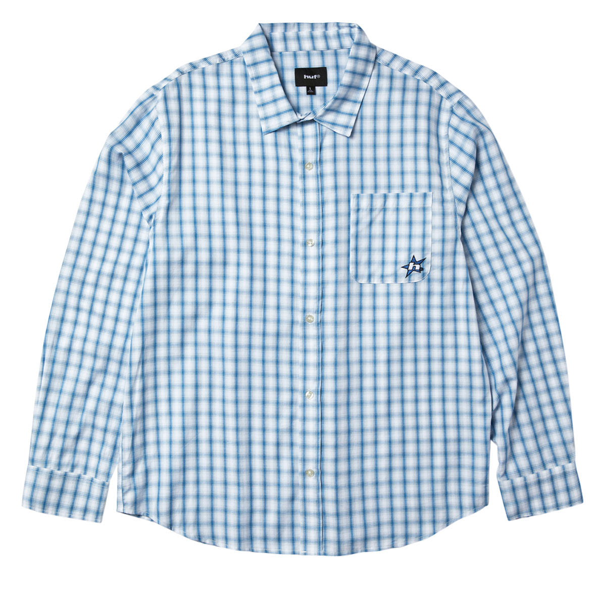 HUF H Star Long Sleeve Plaid Shirt - Light Blue image 1