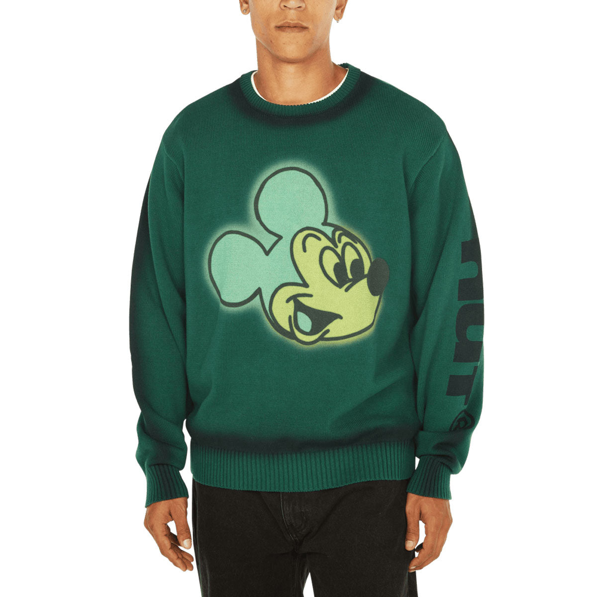 HUF x Mickey Mouse Spray Sweatshirt - Forest Green image 2