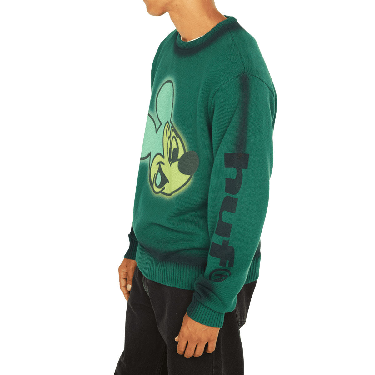 HUF x Mickey Mouse Spray Sweatshirt - Forest Green image 3