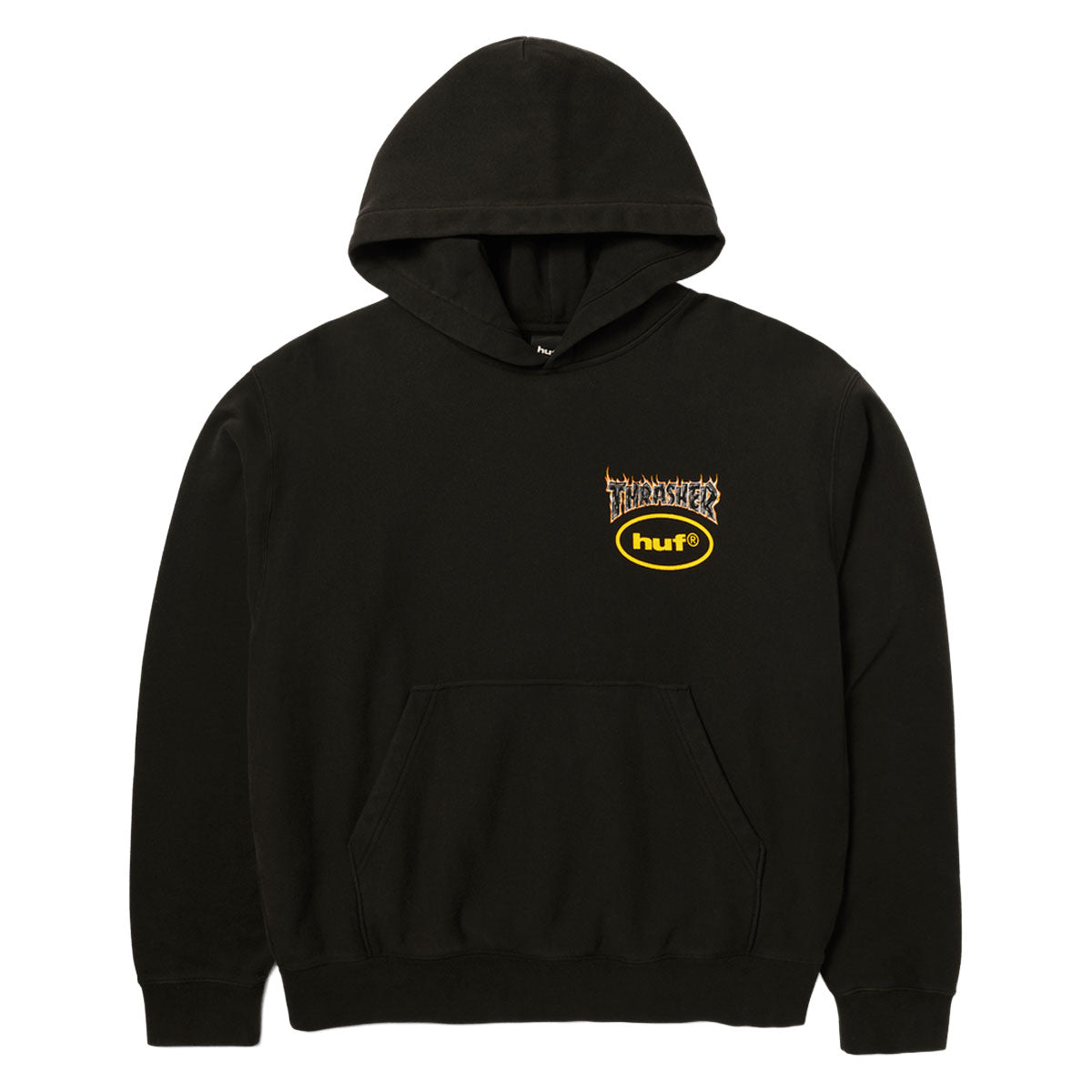 HUF x Thrasher Meltdown Heavyweight Hoodie - Washed Black image 1