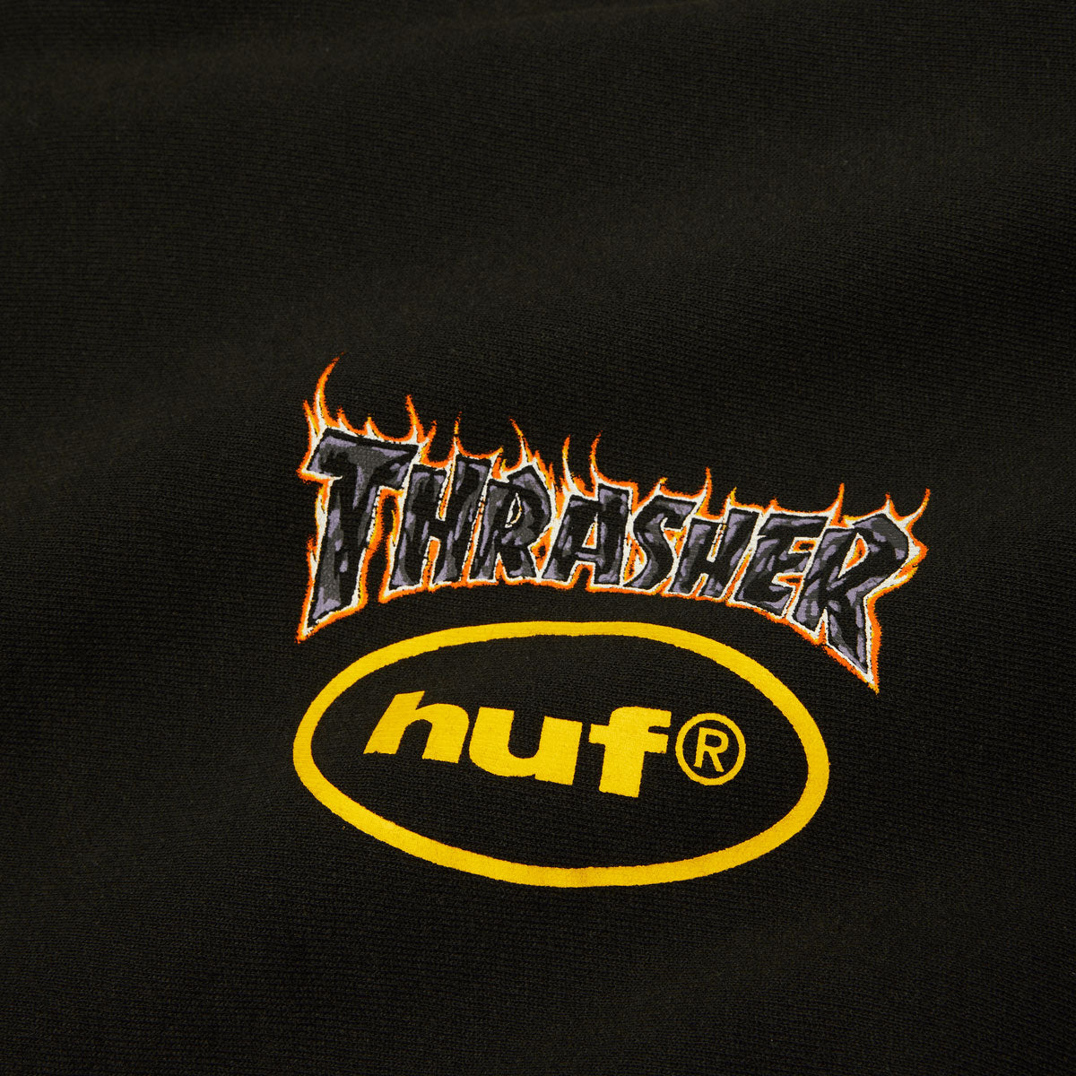 HUF x Thrasher Meltdown Heavyweight Hoodie - Washed Black image 3