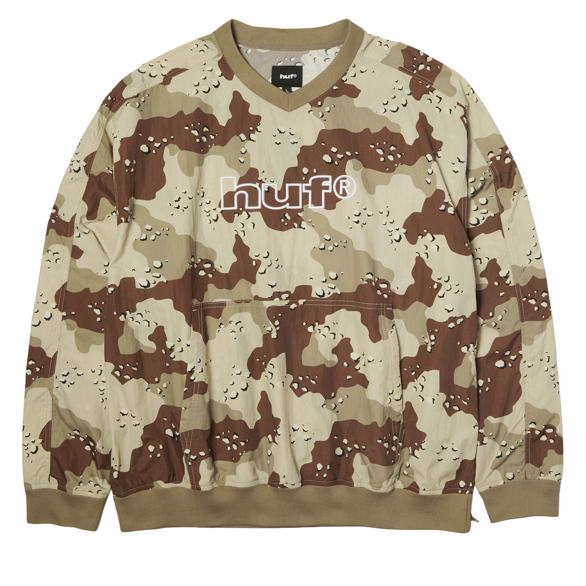 HUF 89 Pullover Camo Long Sleeve Wind Shirt - Brown image 1
