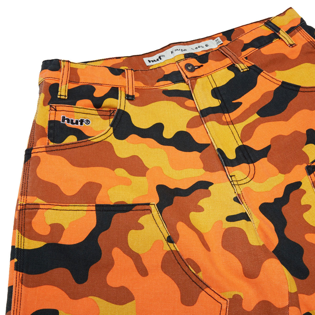 HUF Kinda Loose Double Knee Camo Shorts - Lava image 3