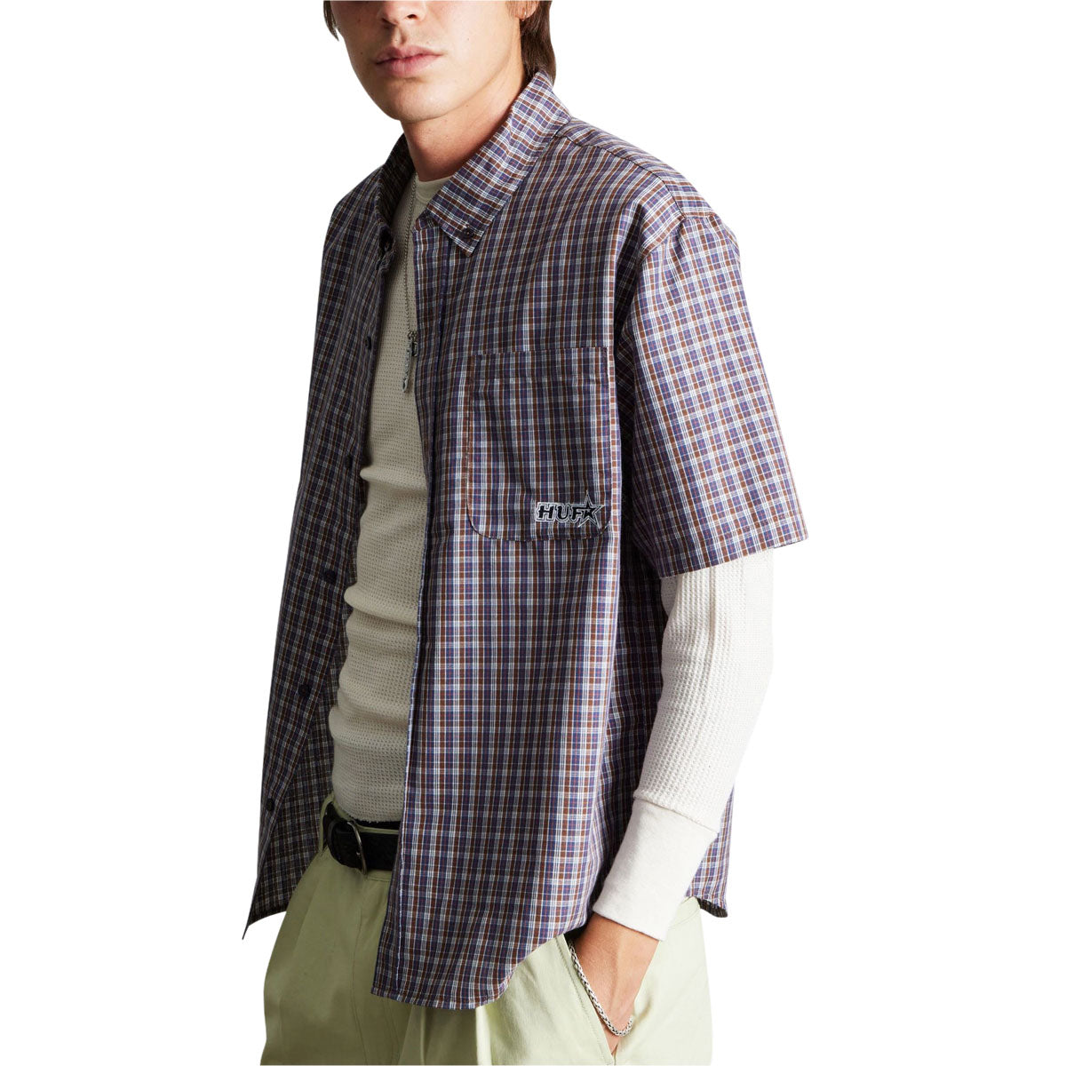 HUF Galaxy Plaid Woven Shirt - Dark Brown image 3