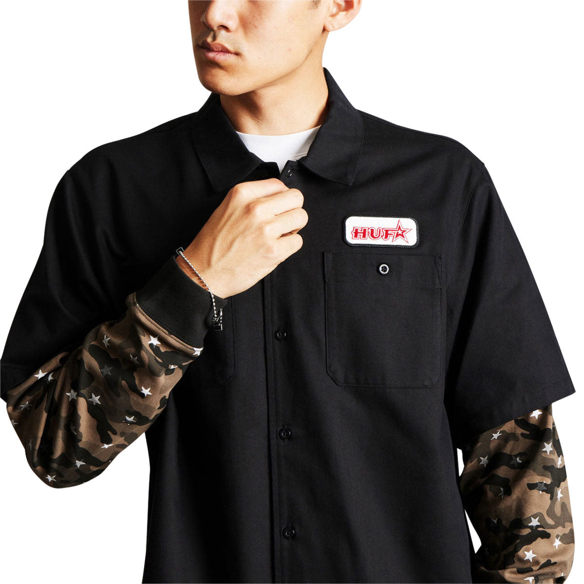 HUF Shadows Long Sleeve Work Shirt - Black image 3