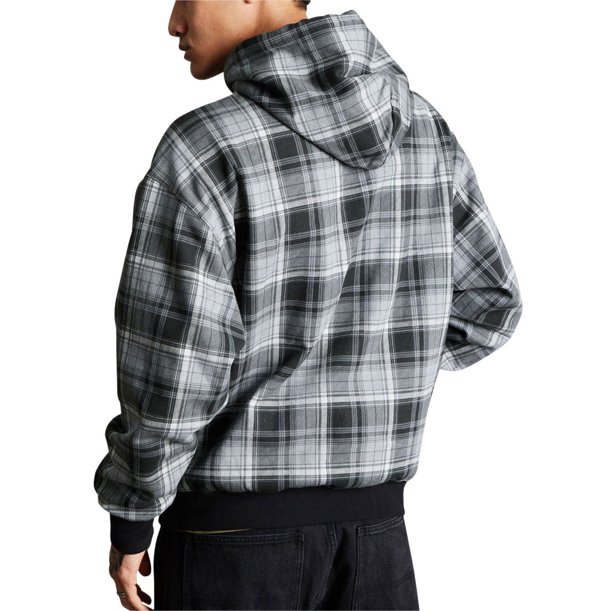 HUF Arch Plaid Full Zip Hoodie - Black image 3