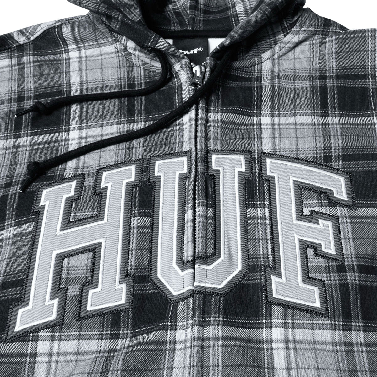 HUF Arch Plaid Full Zip Hoodie - Black image 5
