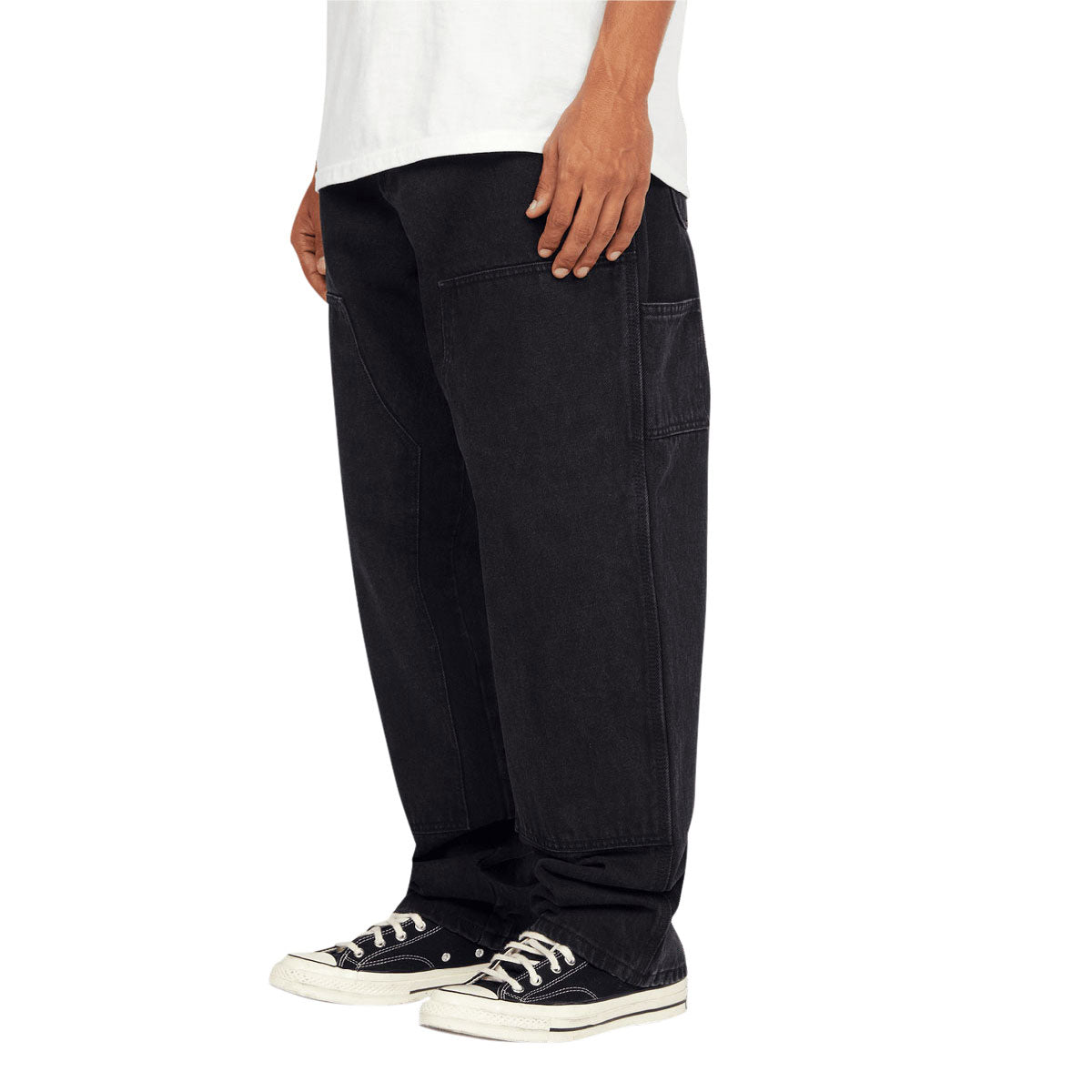 HUF Kinda Loose Double Knee Jeans - Washed Black image 3