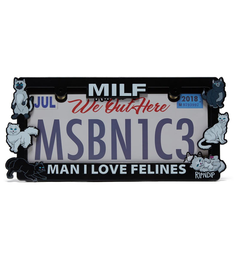RIPNDIP Man I Love Felines License Plate Holder - Black