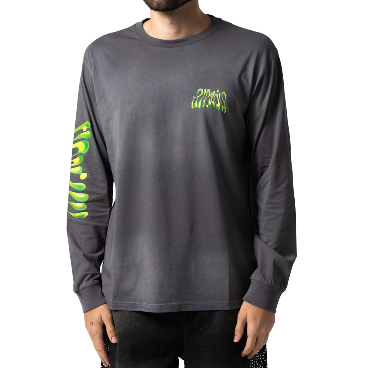 RIPNDIP Lava Lamp Long Sleeve T-Shirt - Charcoal Vintage Wash image 3