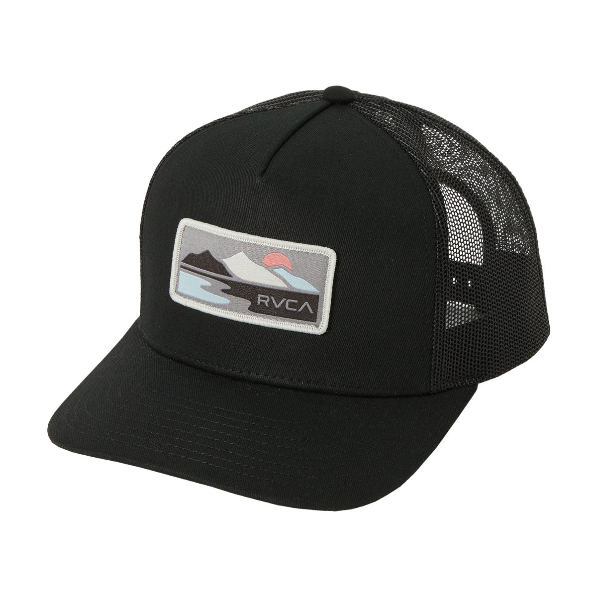 RVCA Peak Cove Curved Trucker Hat - Black image 1