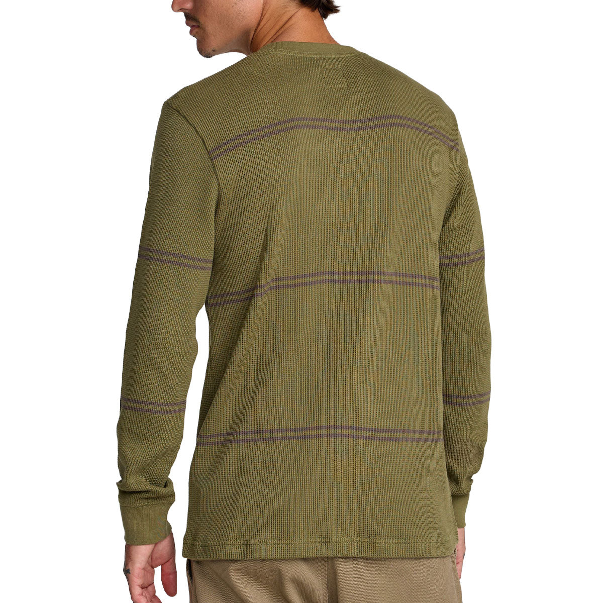 RVCA Dayshift Thermal Stripe Long Sleeve Shirt - Olive image 2