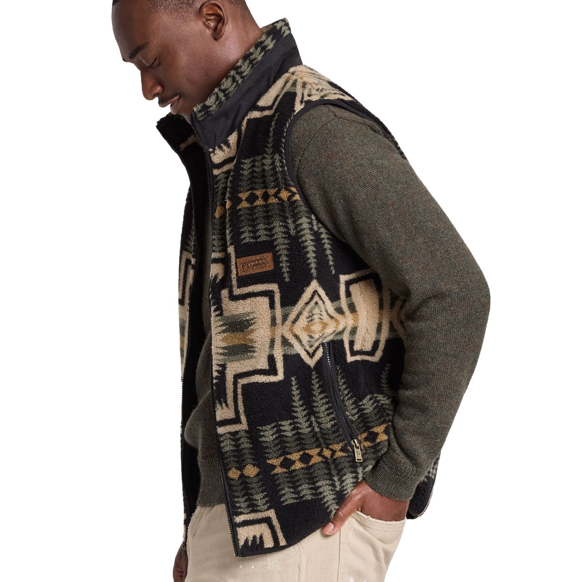 Pendleton Mesa Range Fleece Vest - Green Tan Harding image 4