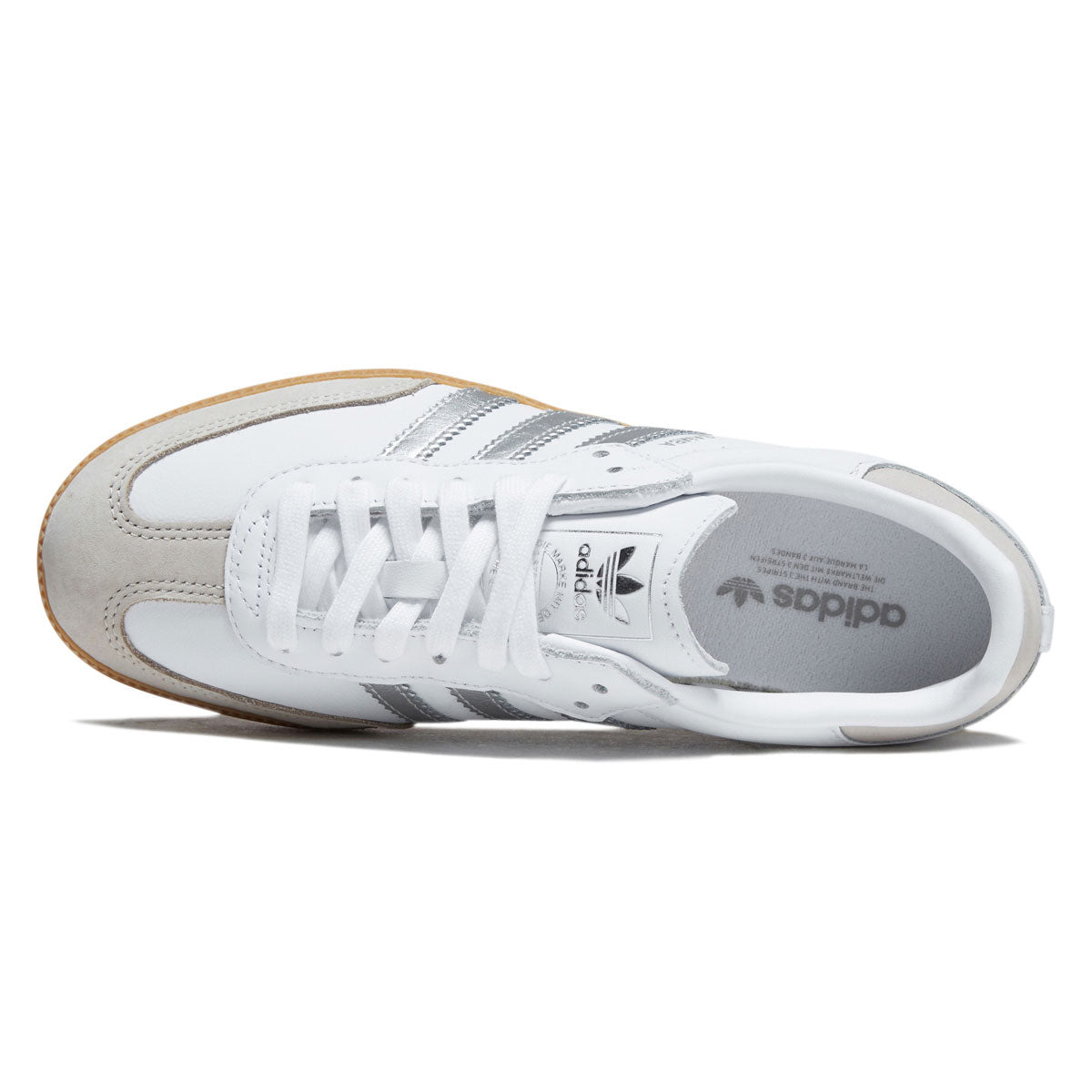 Adidas Womens Samba OG Shoes - Ftwr White/Silver Metallic/Grey image 3