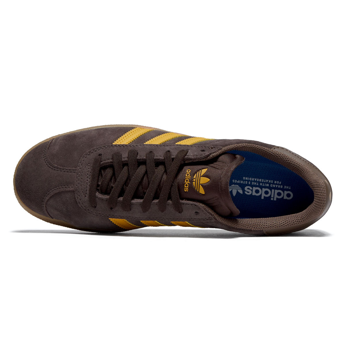 Adidas Gazelle Adv Shoes - Dark Brown/Yellow/Earth Strata – Daddies Board Shop