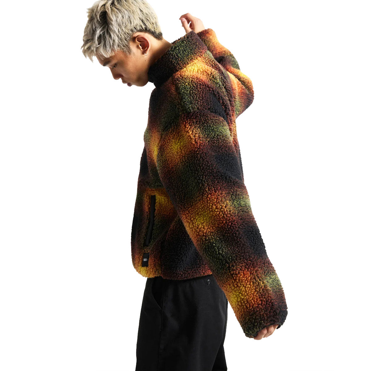 Vans Heights Sherpa Full Zip Up Jacket - Black/Heritage Mustard image 3