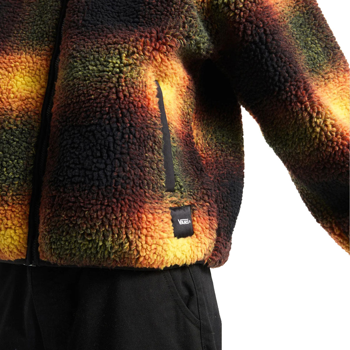 Vans Heights Sherpa Full Zip Up Jacket - Black/Heritage Mustard image 4