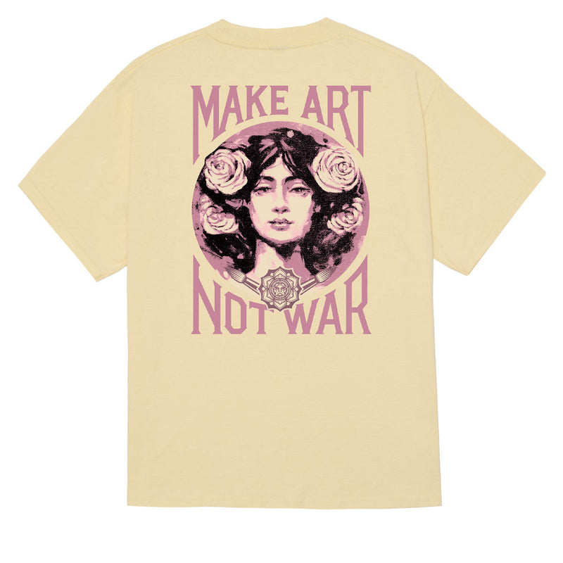Obey Make Art Not War T-Shirt - Pale Yellow