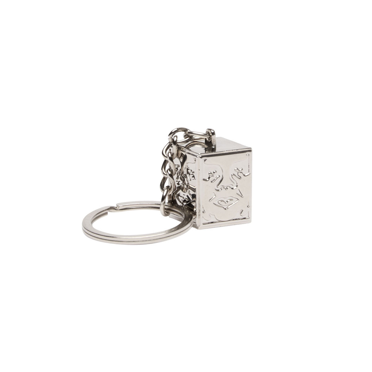 Obey Icon Face Cube Keychain - Silver image 1