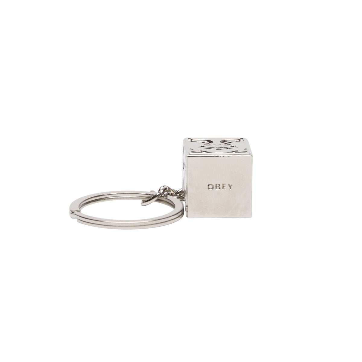 Obey Icon Face Cube Keychain - Silver image 2