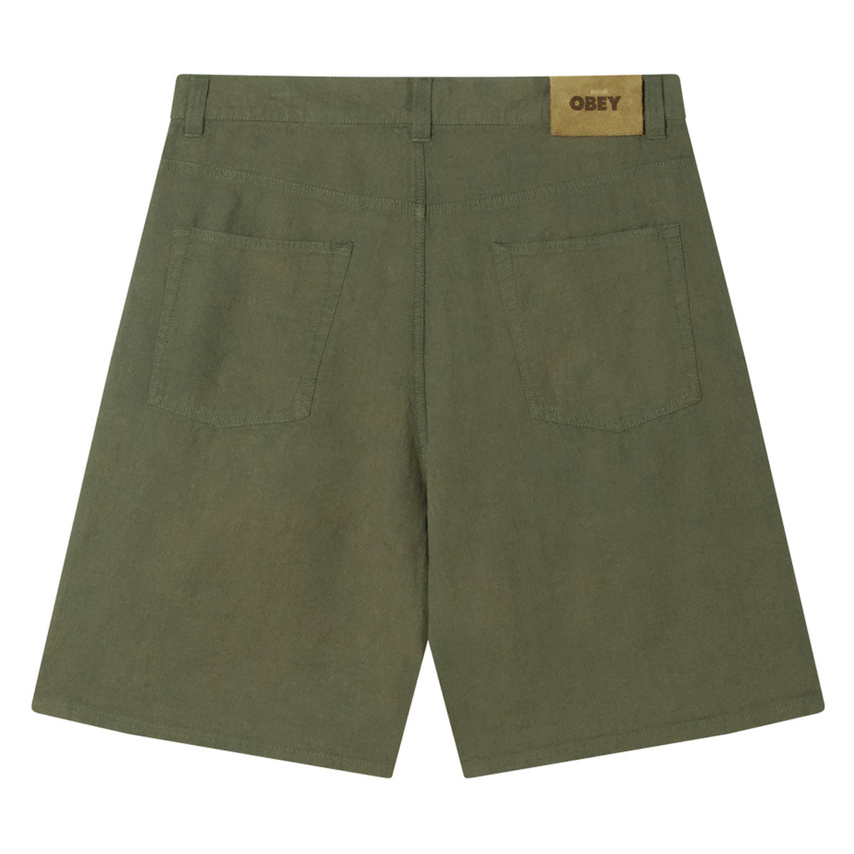Obey Baggy Linen Devin Shorts - Smokey Olive image 2
