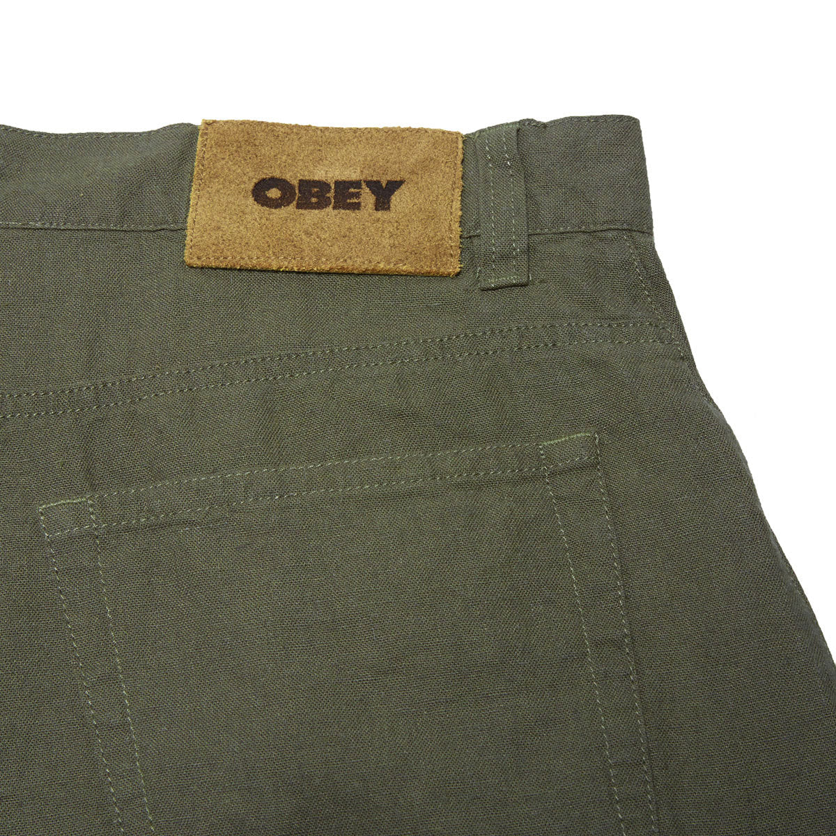 Obey Baggy Linen Devin Shorts - Smokey Olive image 4