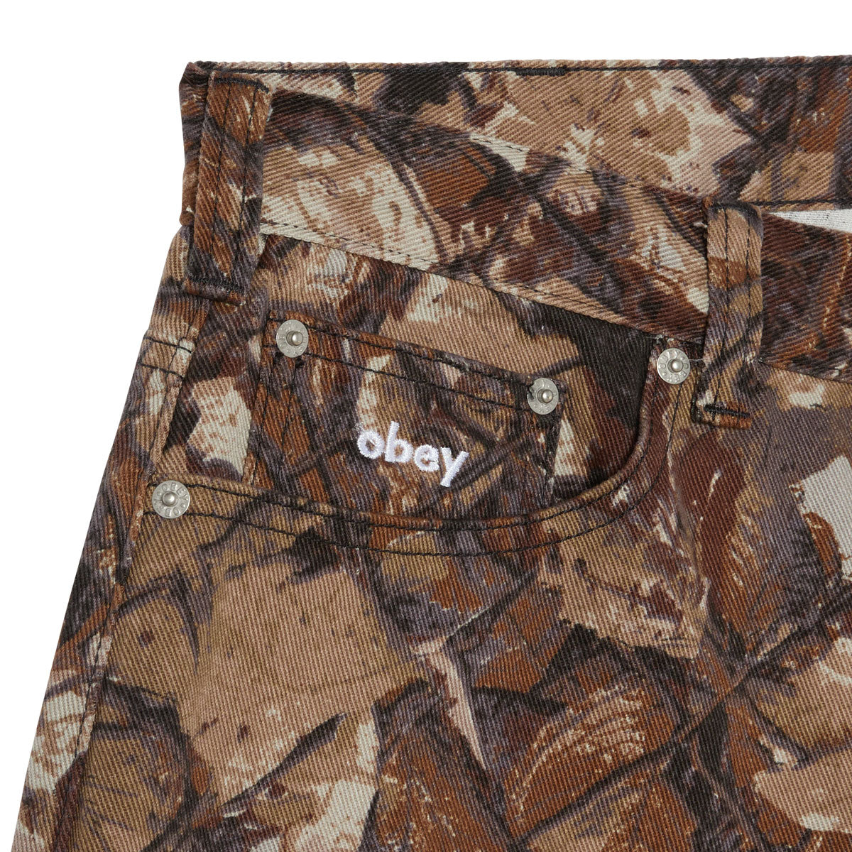 Obey Bigwig Baggy Denim Shorts - Fence Camo image 3