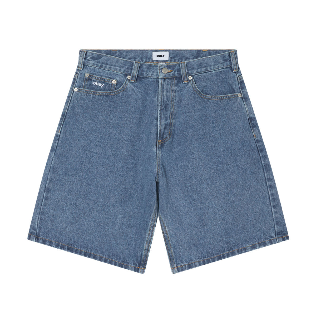 Obey Bigwig Baggy Denim Shorts - Light Indigo II image 1