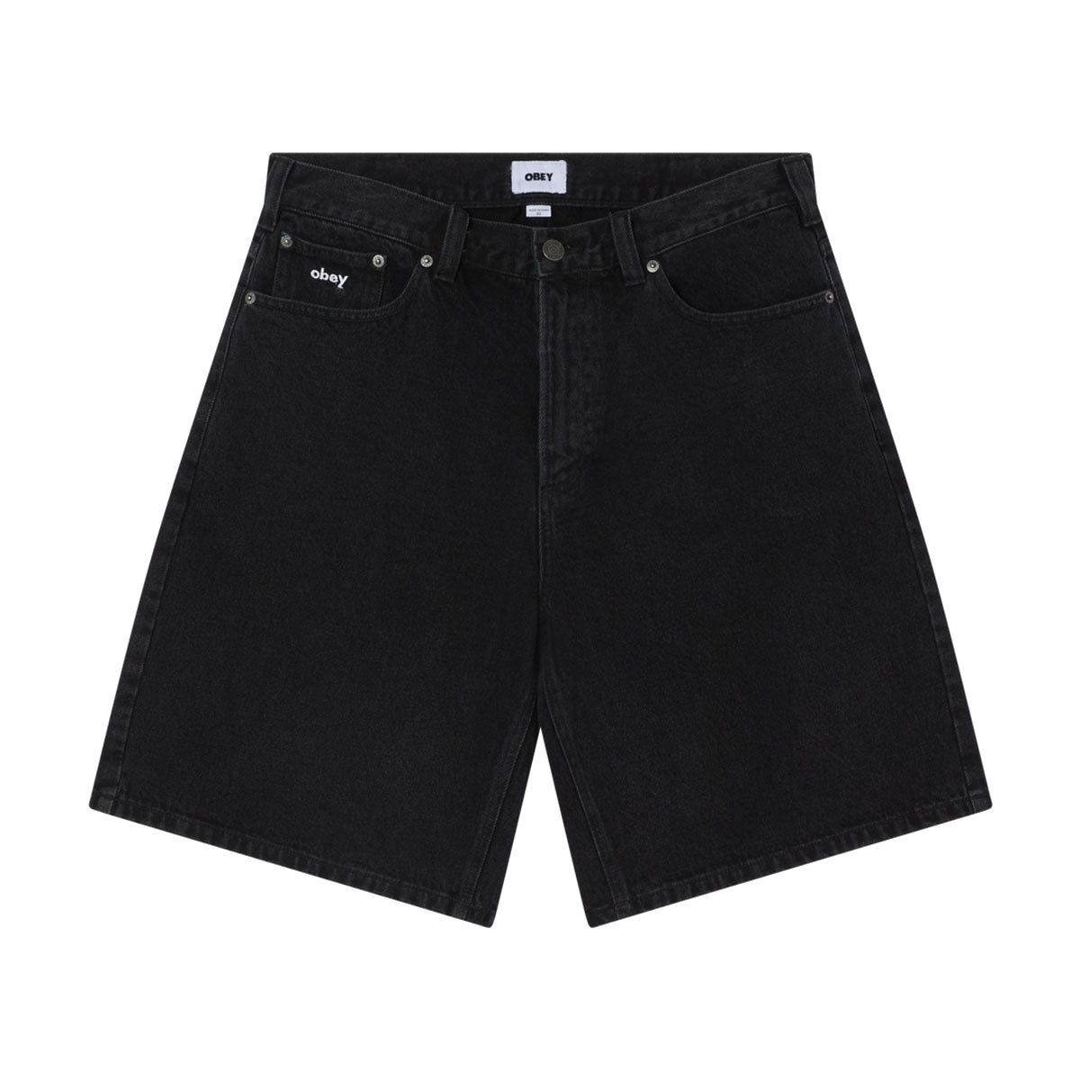 Obey Bigwig Baggy Denim Shorts - Washed Black image 1