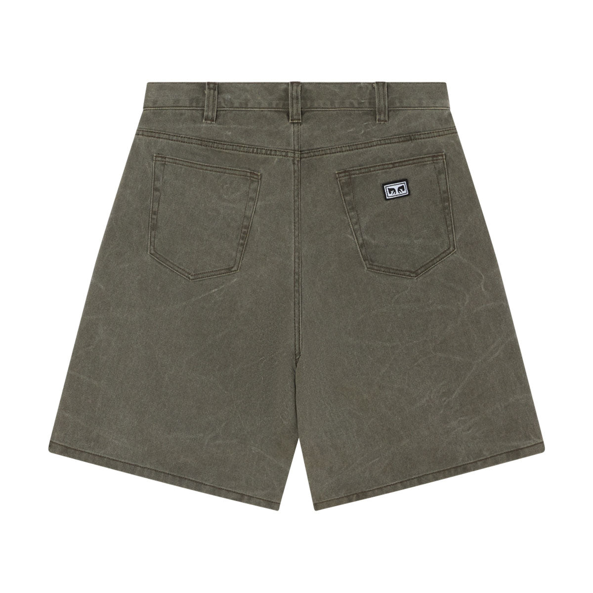 Obey Bigwig Baggy Denim Shorts - Black Olive Wrinkle Wash image 2