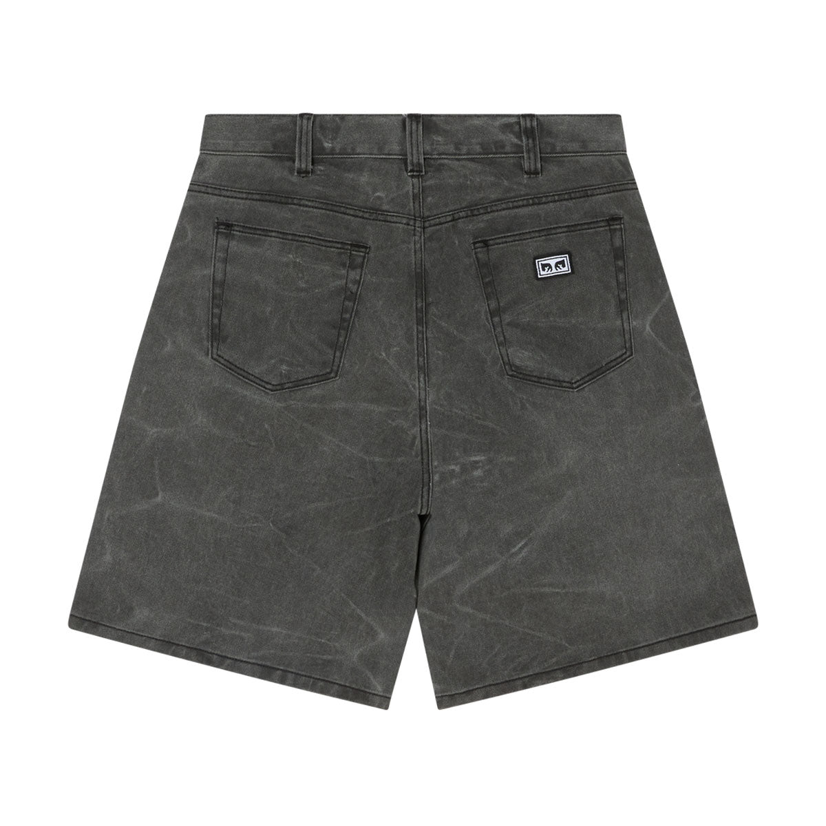 Obey Bigwig Baggy Denim Shorts - Black Wrinkle Wash image 2